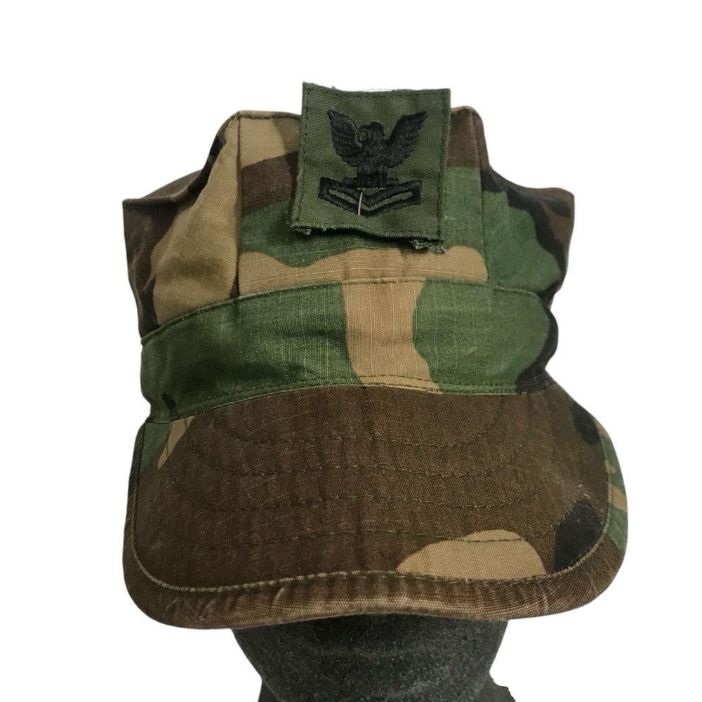 Navy Camo Camouflage Military Hat Woodland Utility cap size Small